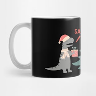 Dinosaur Santa Christmas Mug